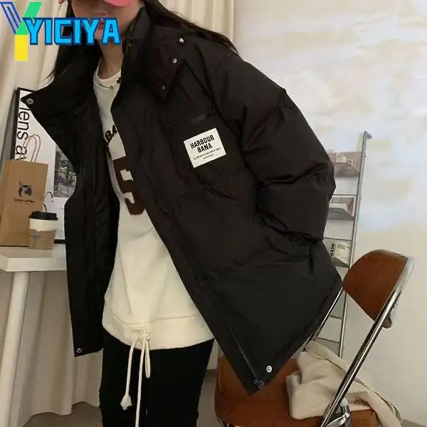 YICIYA Winter Parkas 2023 Woman Retro American Hooded Outwear Thick Warm Design Fashion Jackets Chic Thermal Streetwear Clothing