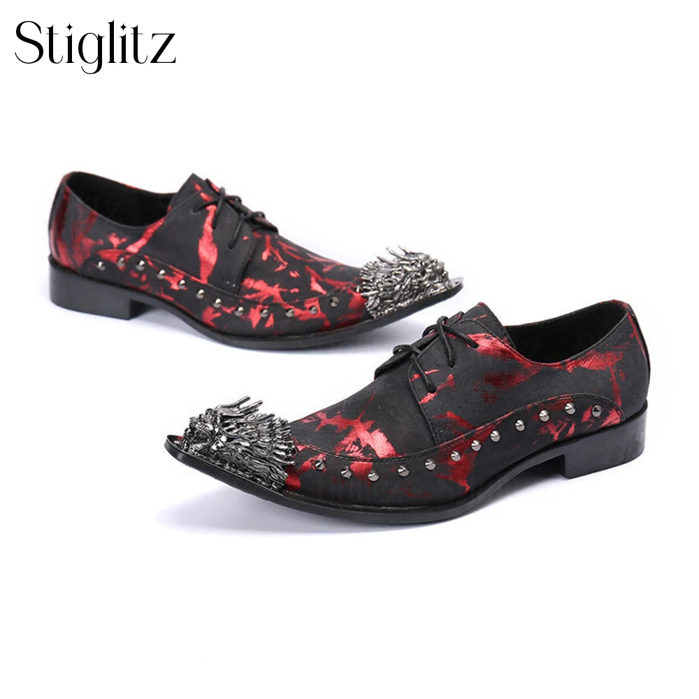 Роскошные туфли с металлическими наконечниками модельные в стиле панк шипами