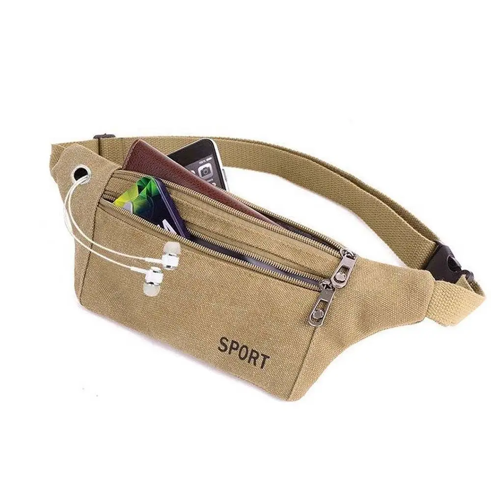 

Sport Travel Solid Color Women Zipper Waist Belt Bag Canvas Waist Packs Money Pouch Canvas Bags Chest Bag