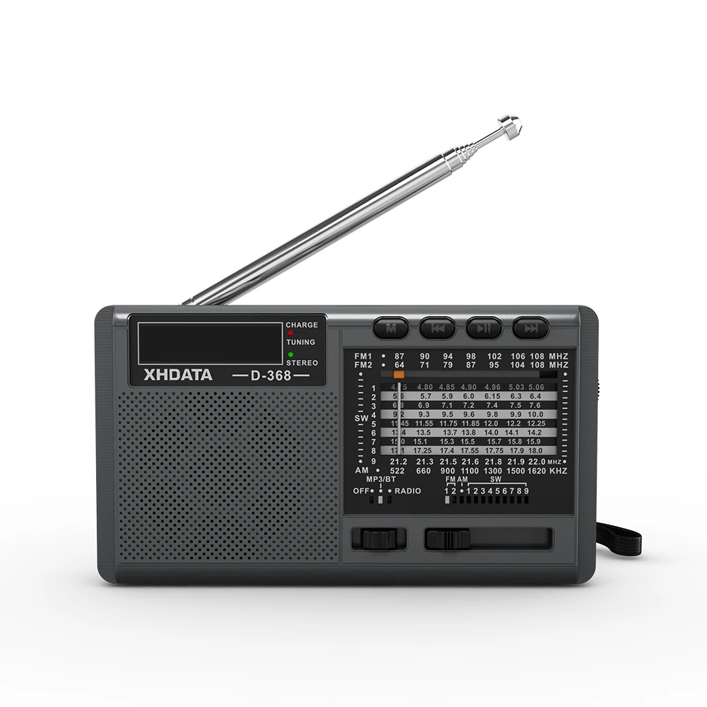 XHDATA D-368 fm-радио BT портативный AM FM SW 12 диапазонов стерео радио приемник беспроводной карманный Bluetooth-совместимый USB TF MP3-плеер