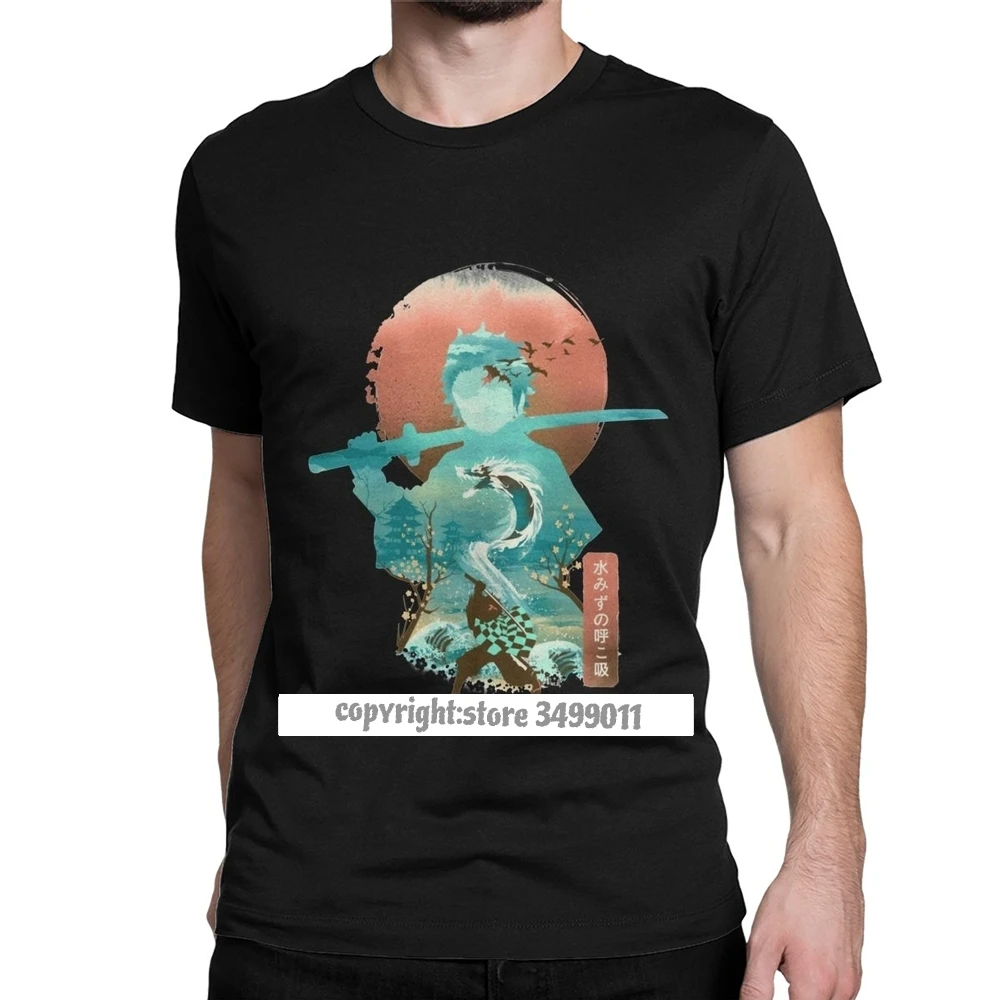 

Ukiyo E Breath Of Water Demon Slayer T-Shirt Men Tanjiro Kimetsu No Yaiba Kamado Inosuke Cotton Tees Fitness T Shirts