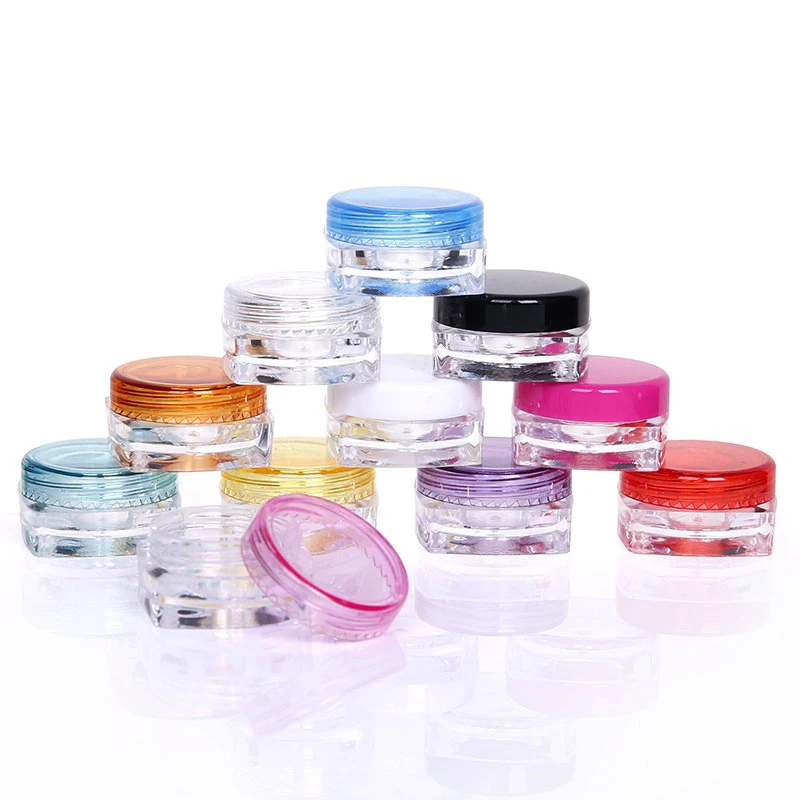 

50PCS 3g 5g Empty Plastic Square Cosmetic Jar Mini Color Makeup Square Transparent Box Travel Vial Sample Face Cream Jar