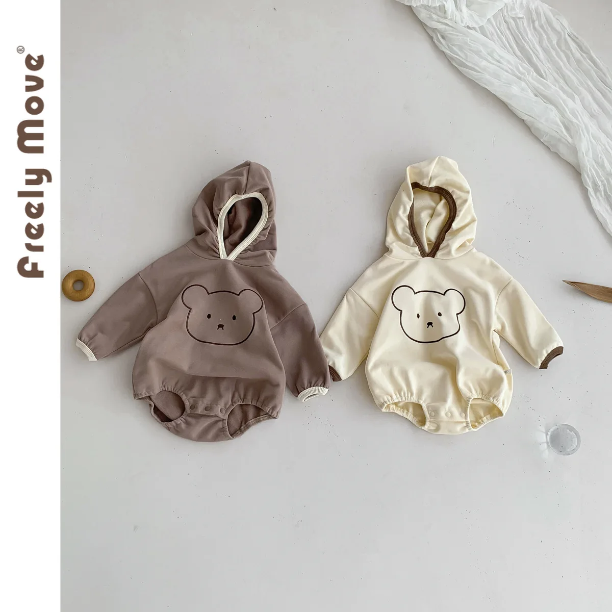 

Freely Move Autumn Baby Girls Rompers Cartoon Long Sleeve Hooded Boys Romper 2023 New Newborn Bodysuit Infant Romper Clothes