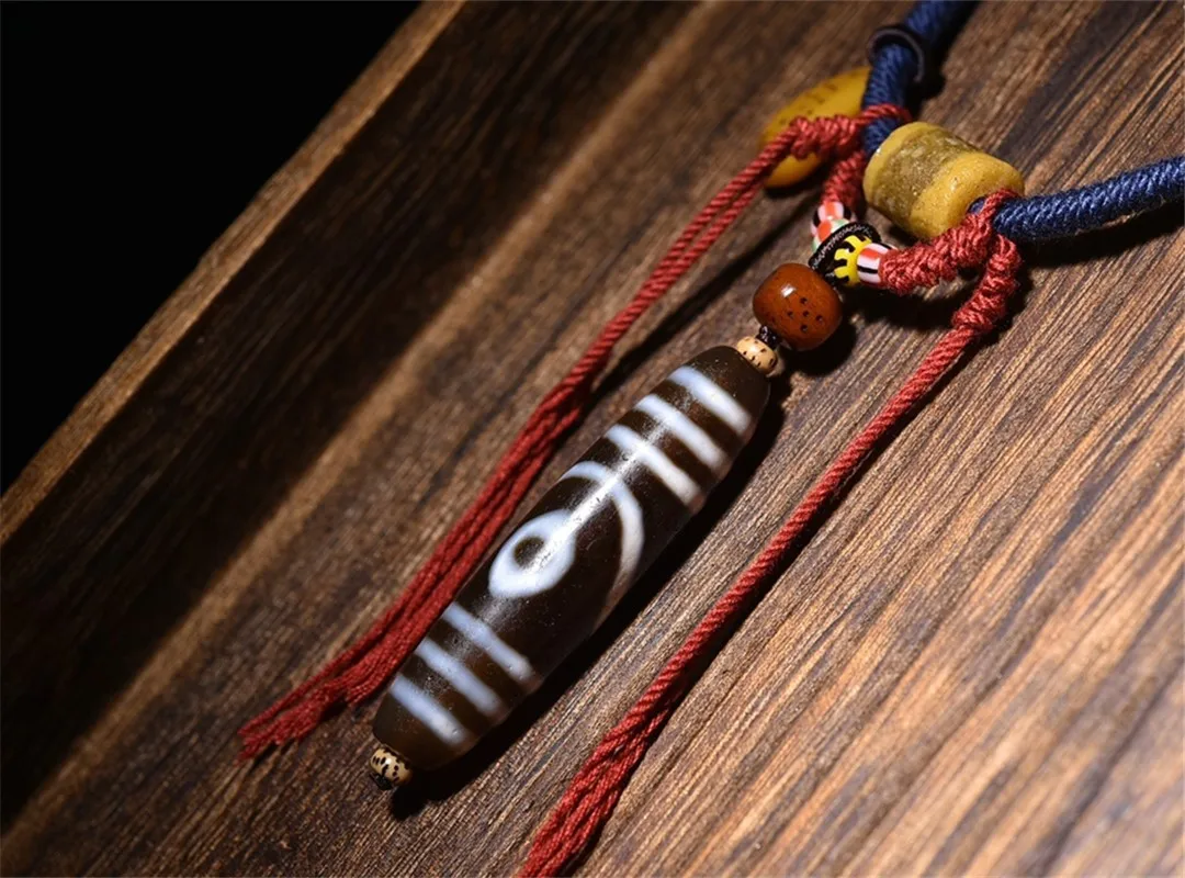 Natural Agate Dzi Two-Eyed Necklace Man Woman Jewelry  Bijou Collares Mujer Collier Femme Collar Hombre Hand Braided Rope