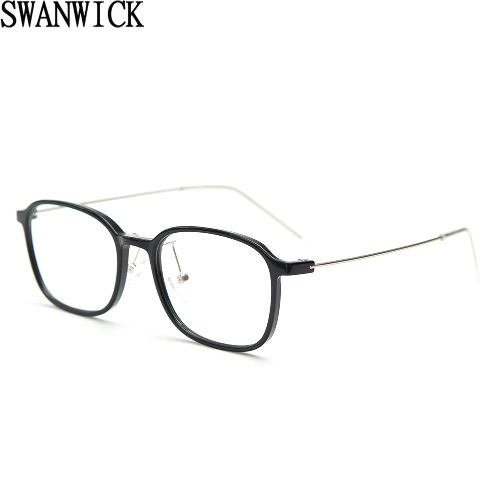 

Очки Swanwick в тонкой оправе для мужчин и женщин, модные ультралегкие металлические очки в Корейском стиле, tr90, черные, зеленые, Прямая поставка