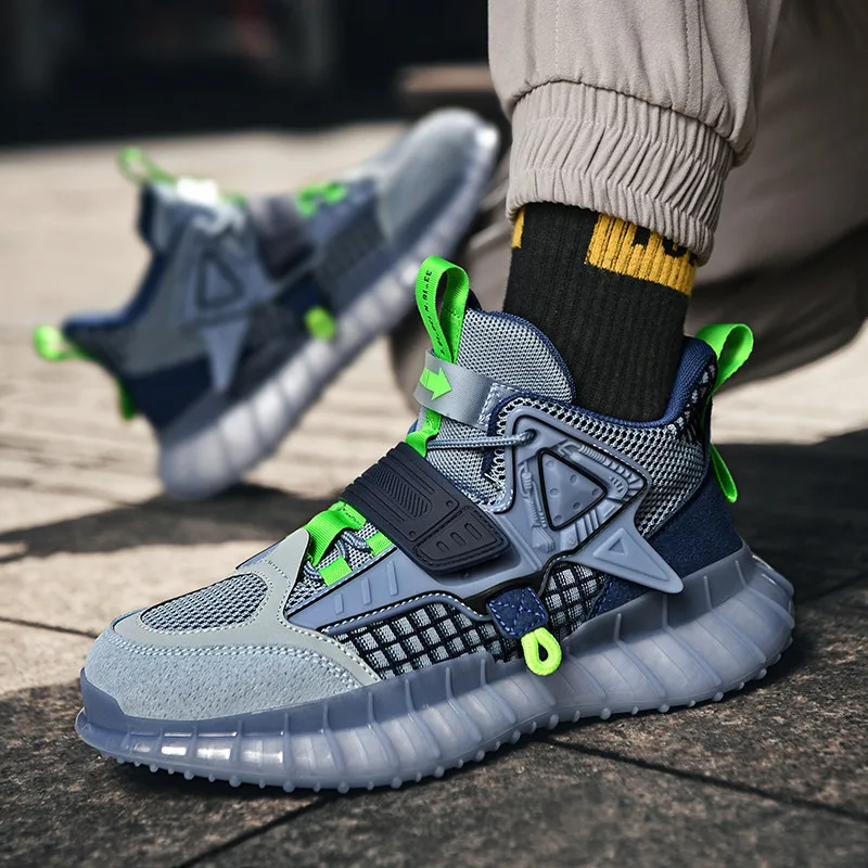 

High-top Dad Shoes Men's Basketball Sneakers Wear-resistant Non-slip Air-cushion Shoes Summer Breathable Lightweight Men's Shoes