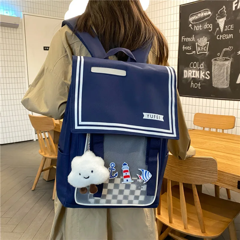 

Women Backpack Large capacity Harajuku Schoolbag for Teenage Gilrs Oxford Travel female Backpack bagpack Student laptop bag blue