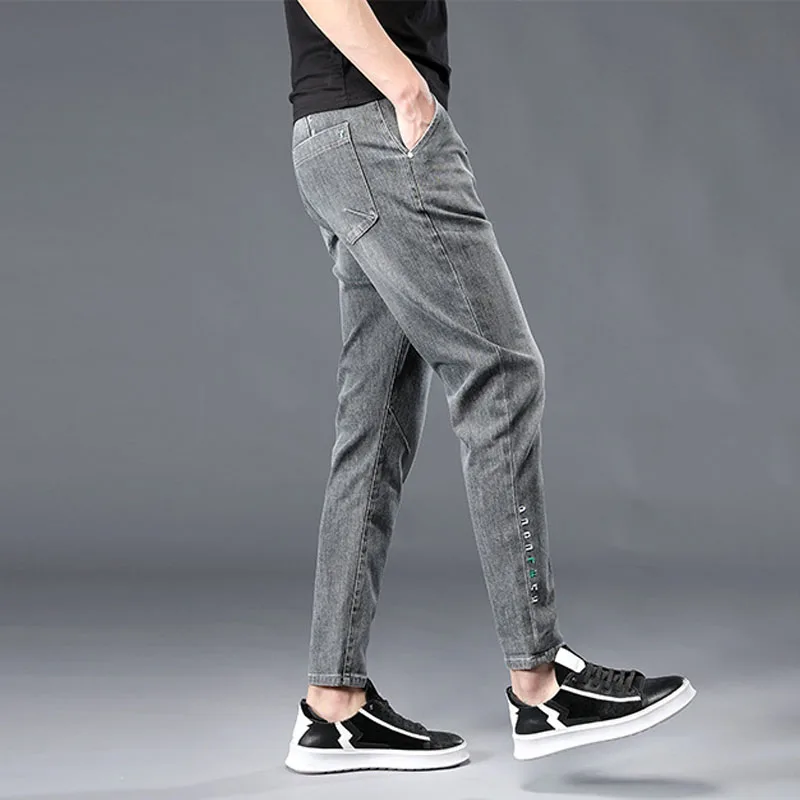 Street Fashion Mens Jeans Spring and Summer Nine-point Pants Casual Pants Comfortable All-match Pencil Pants Baggy Jeans