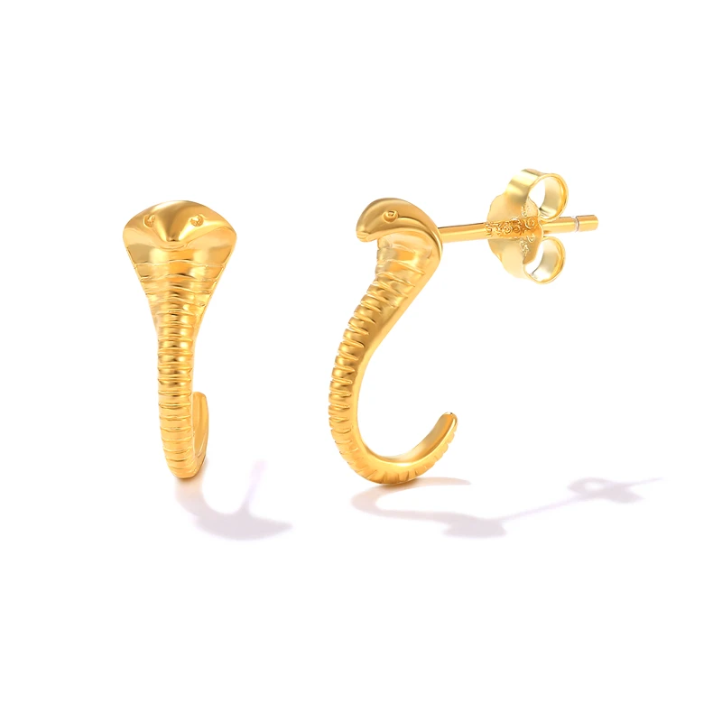 

Viny Vintage Glossy Cobra Snake Earrings For Women 925 Sterling Silver Piercing Stud Earring Pendientes Plata Wedding Jewelry