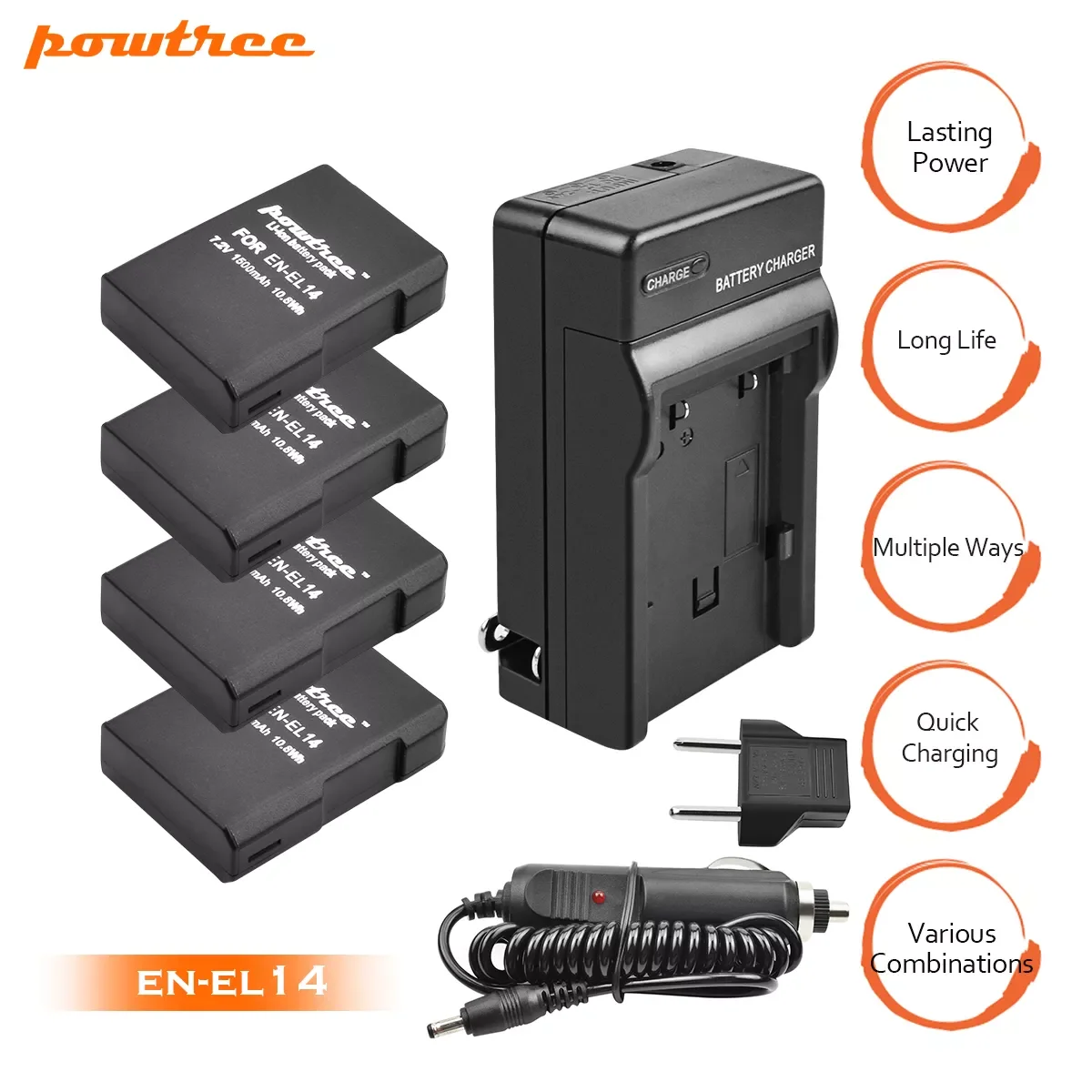 

Powtree 1500mAh EN-EL14 EN-EL14a ENEL14 EN EL14 EL14a Battery for Nikon D3100 D3200 D3300 D5100 D5200 D5300 P7000