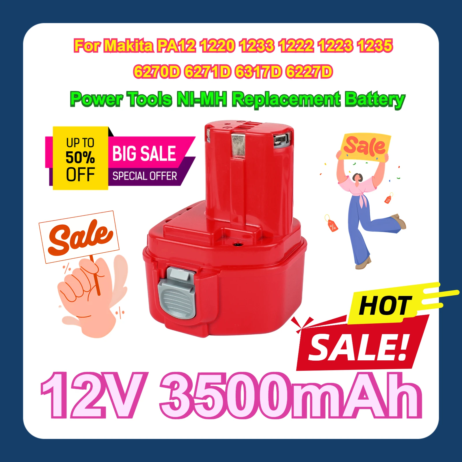 Аккумулятор для Makita PA12 1220 1233 1222 1223 1235 6270D 6271D 6317D 6227D