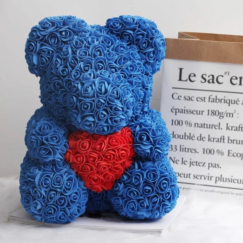 

Teddy Rose Bear 25cm Artificial Flowers Rose Bear with Box Light Mom Girlfriend Wedding Anniversary Birthday Valentine Day Gift