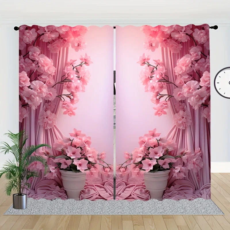Занавески с принтом в виде розовых цветов