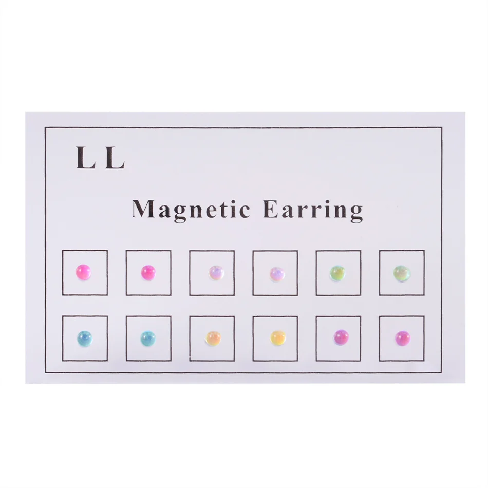 Серьги-гвоздики из нержавеющей стали с магнитным шариком 3 мм 6 пар цветов |