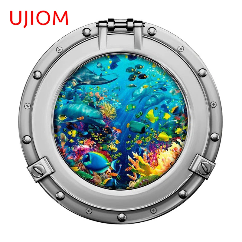 

UJIOM 13cm X 12.9cm Underwater World Wall Sticker Sunscreen Animals Decals Bedroom Bathroom Accessories Closestool Dress Up