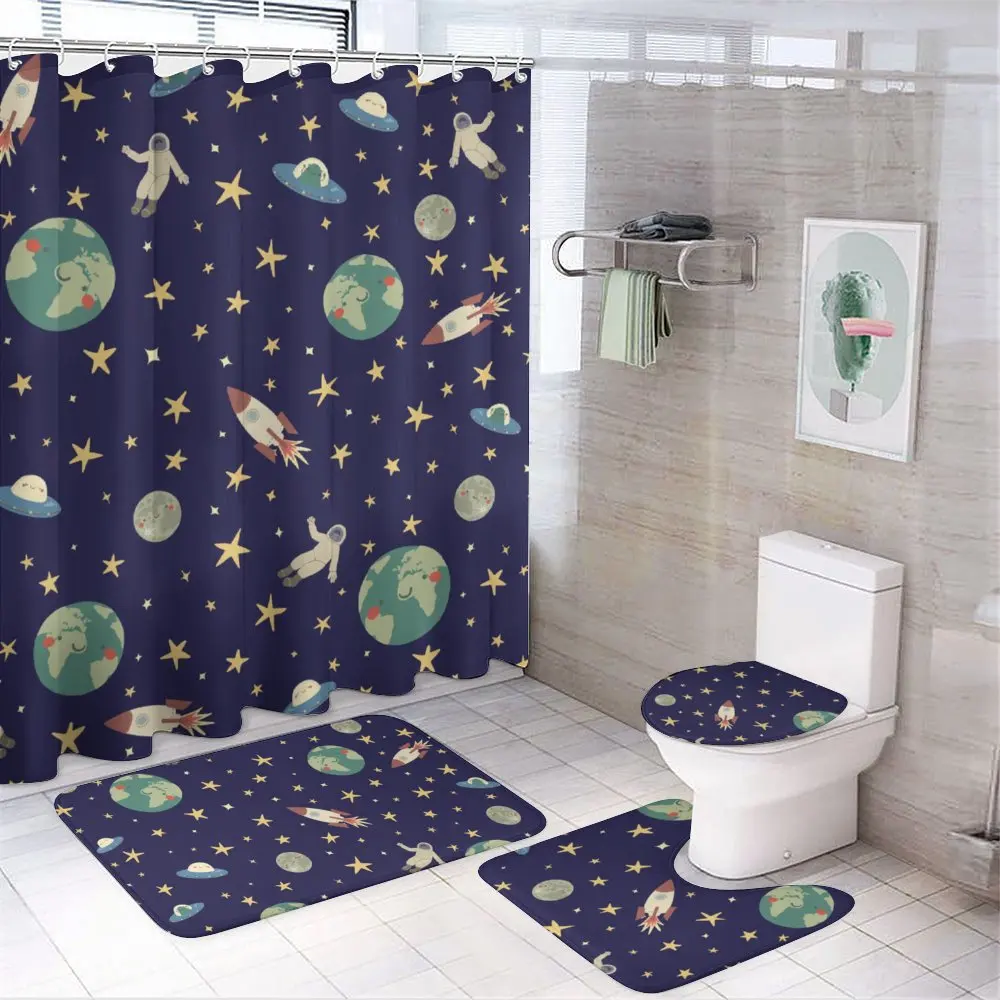 

63 Pcs Bathroom Accessories Sets with Shower Curtain, Toilet Lid Rug, Contour Mat and Bath Mat