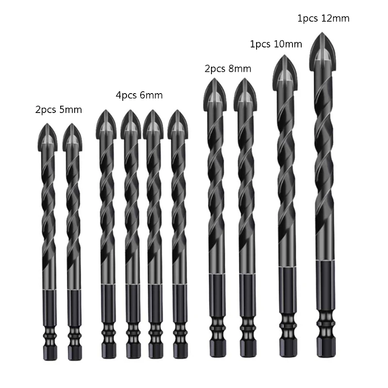 

A9LB черная керамическая плитка сверла для бетона с шестигранным хвостовиком 5/6/8/10/12 мм для гранита, плитки, камня, дерева, пластика, износосто...