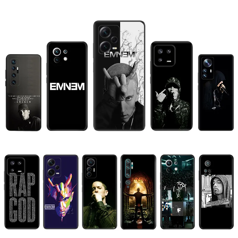 Матовый чехол для телефона Redmi Note13 Pro 5G 4G Note 12 12c 13c Xiaomi 12X 12T 13 Lite Eminem RAP GOD черный
