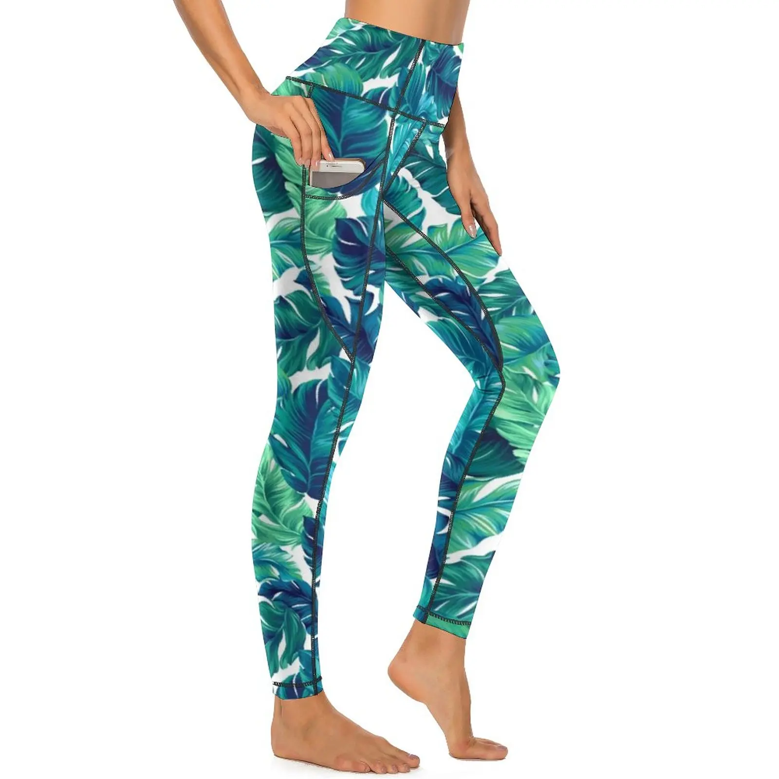 

Леггинсы для йоги с завышенной талией и тропическим принтом