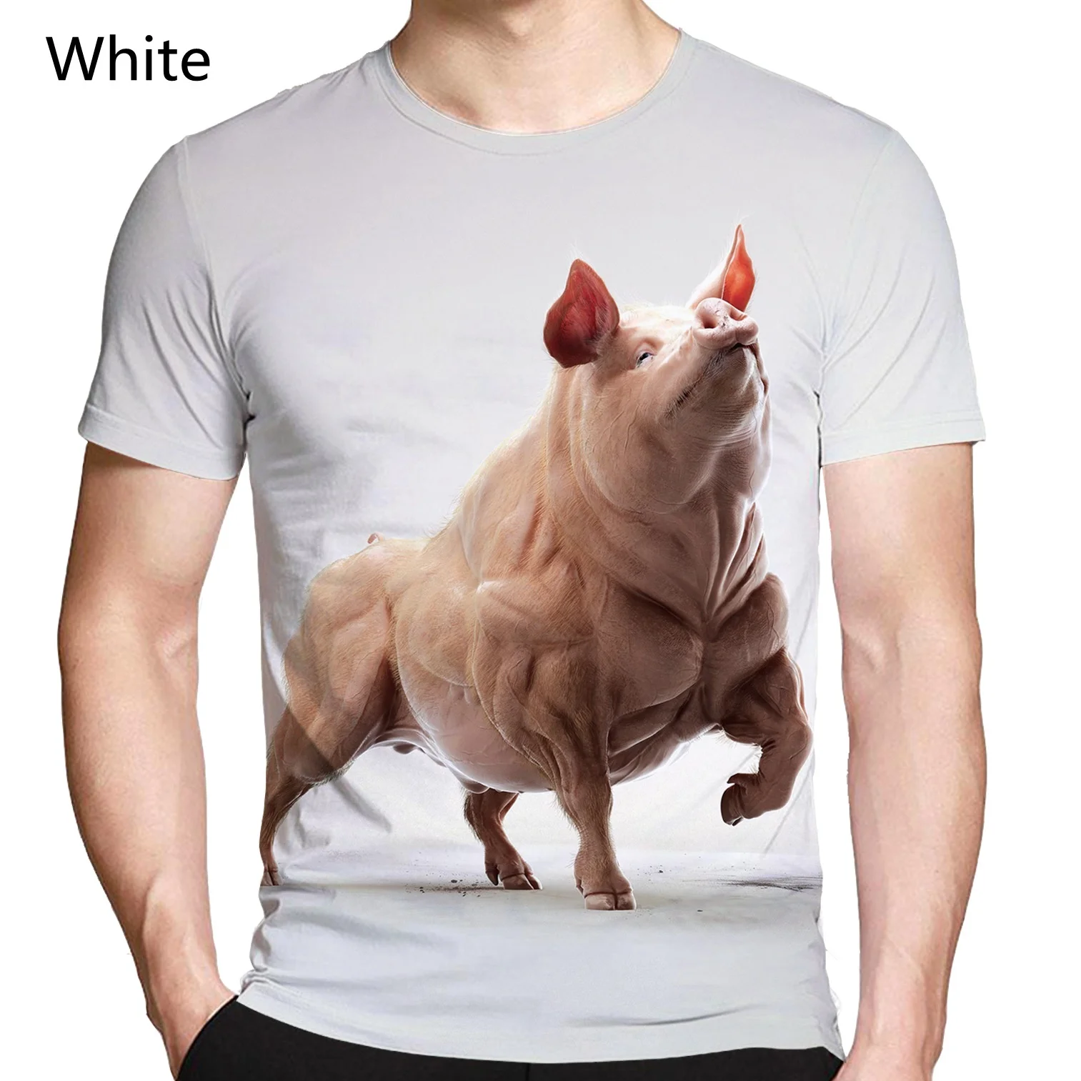 

New Fashion Couple Funny Animal 3D Print T-Shirt Cartoon Pig Cattle Bull Short Sleeve Tees