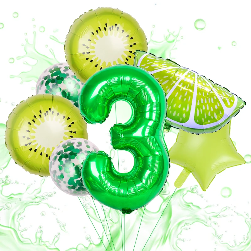 

Kiwi Lime Fruit Foil Balloon 32inch Green Number Kids Birthday Party Decoration Anniversaire Baby Shower Hawaiian Party Supplies