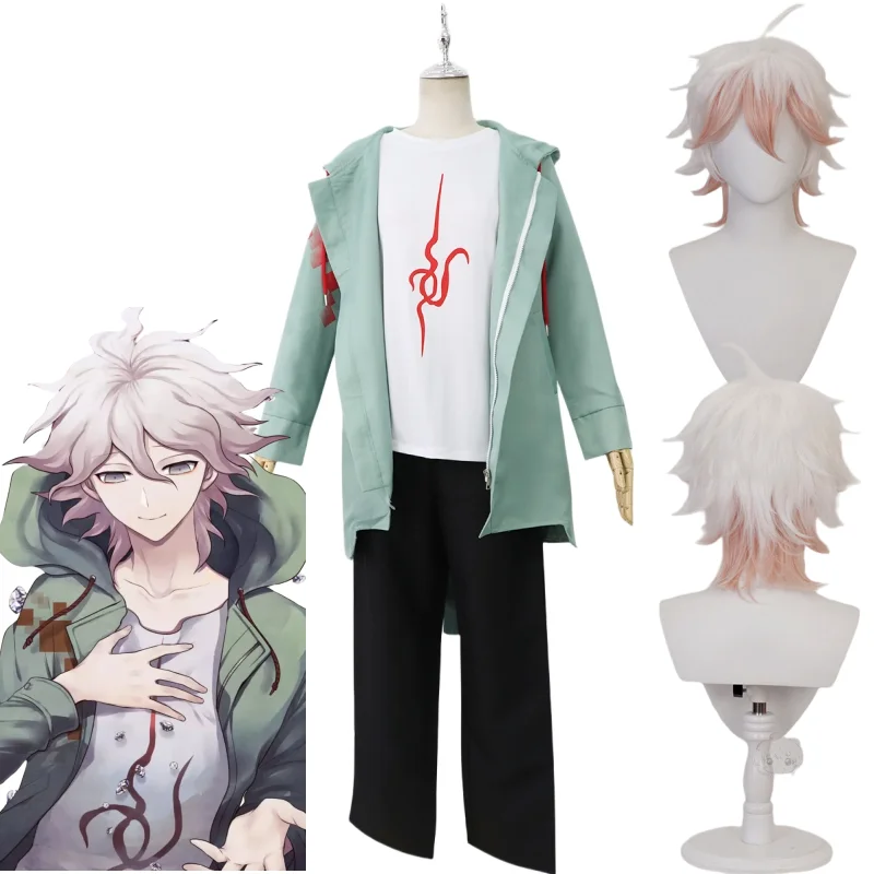 

Anime Danganronpa Komaeda Nagito Cosplay Halloween for neutral Wig Role Play Clothing Party Uniform Jacket T-Shirt Suit Costumes