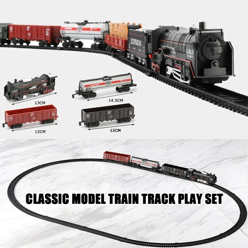 

Simulation Electric Train Model with Track Railway Toys Battery Operated Classical Christmas Rail Train Toys for Children Kids