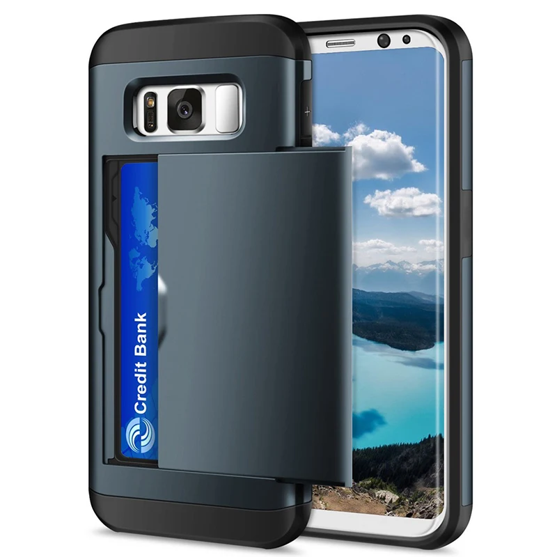 

for Samsung Galaxy S8 S8 Plus Phone Case Sliding Door Hidden Pocket Card Slots Anti-Scratch Case For Samsung S8 S 8 plus coque