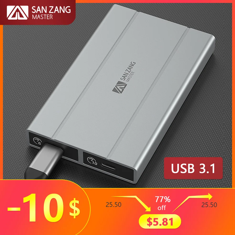 

SANZANG M.2 External SSD Case SATA NVMe Dual Protocol USB A 3.0 Type C M2 HD Enclosure Hard Disk Drive Housing USB3 Storage Box