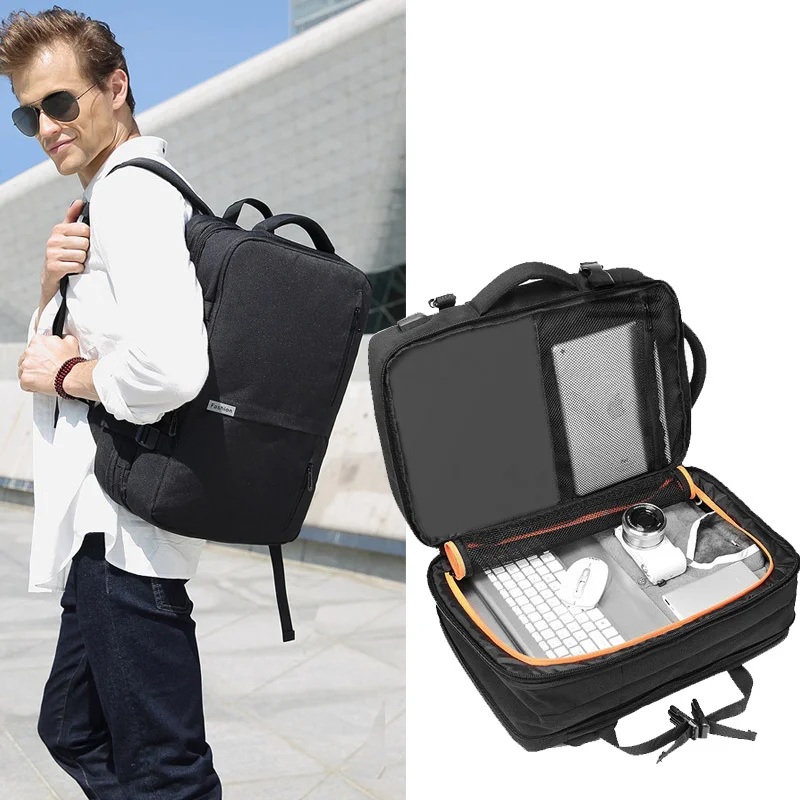 

Man Backpacks Fit 15 inch Laptop USB Recharging Multifunction Men Multi-layer Space Travel Backpack Business Bag Male Mochila