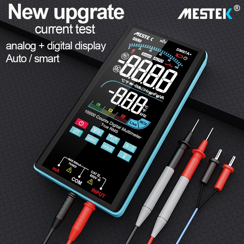 

MESTEK New 9999 Counts Multimeters True RMS Auto Range Temp NCV AC DC Voltage Current Ohm Hz Professional Digital Multimeter