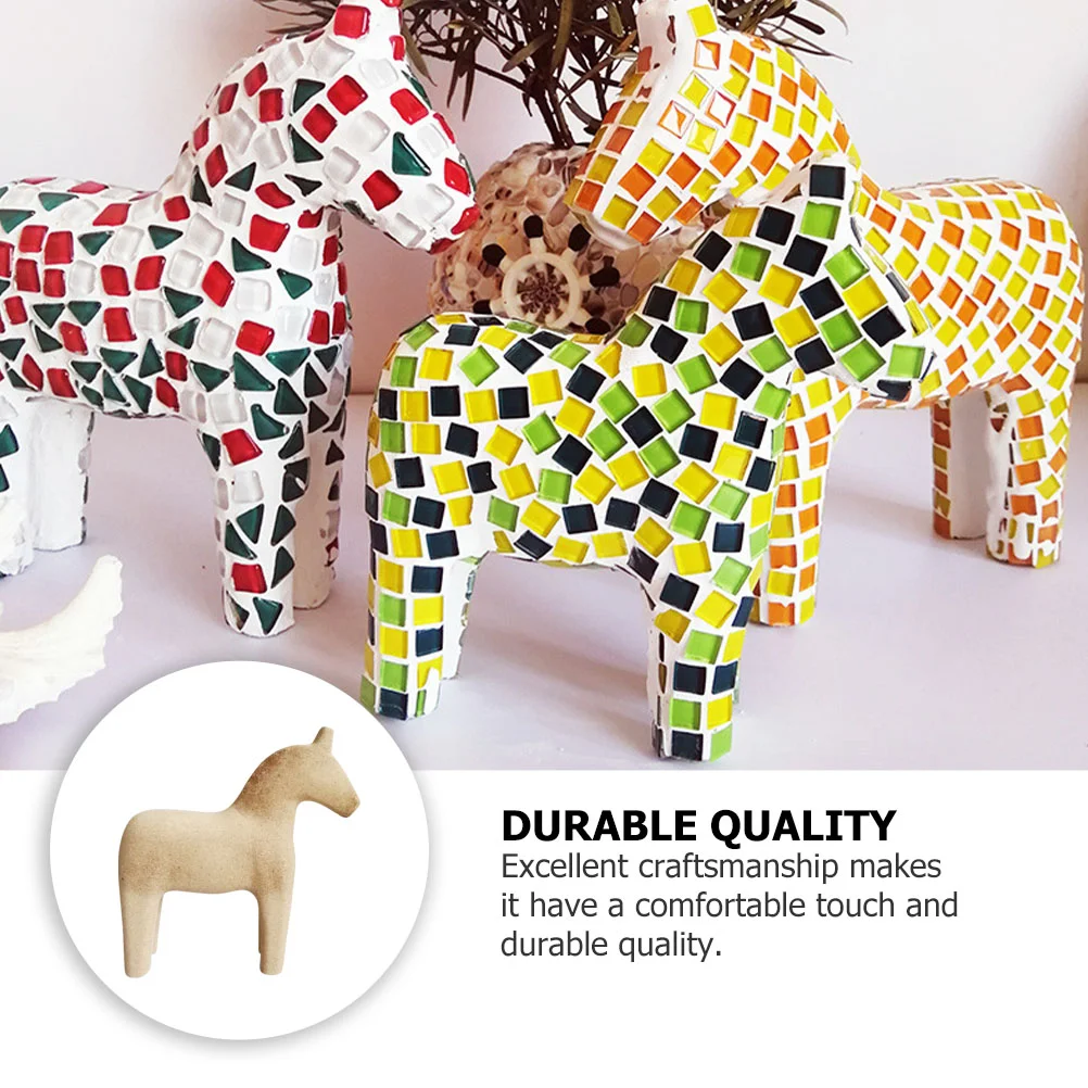 

Horse Wooden Sculpture Figurine Wood Rocking Painting Kids Statue Crafts Diy Desktop Horses Decoration Dala Toy Ornaments