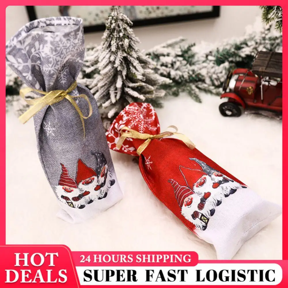 

Forester Printing Wine Set Fashionable Washed Christmas Bottle Cover Party Supplies Champagne Bottle Cover Portable Reusable