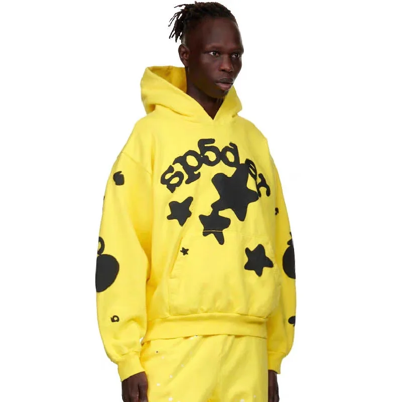 

Sp5der 555555 Yellow Star Hoodie Pans Banana Yellow Men's And Women's Sports Hoodie