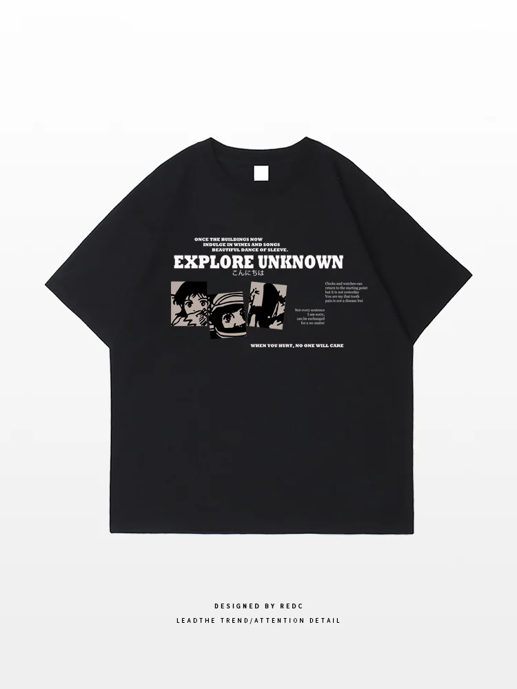 INS модные футболки для мальчиков из чистого хлопка с принтом аниме летние