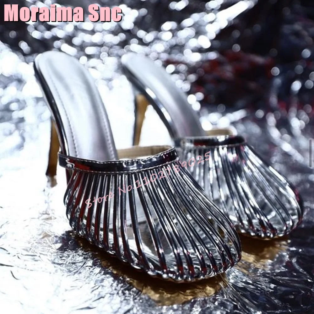 Шлепанцы женские с круглым носком лакированная кожа без застежки высокий