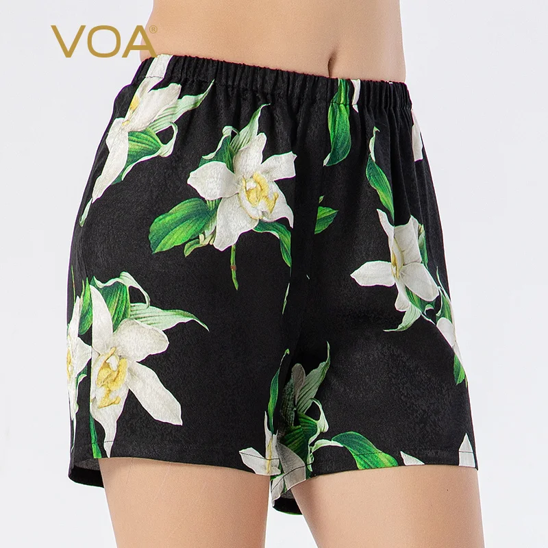 

(Распродажа) VOA жаккардовые шелковые шорты с эластичной резинкой на талии с индивидуальным принтом в стиле хип-хоп, Разноцветные Повседневные шелковые шорты KT6