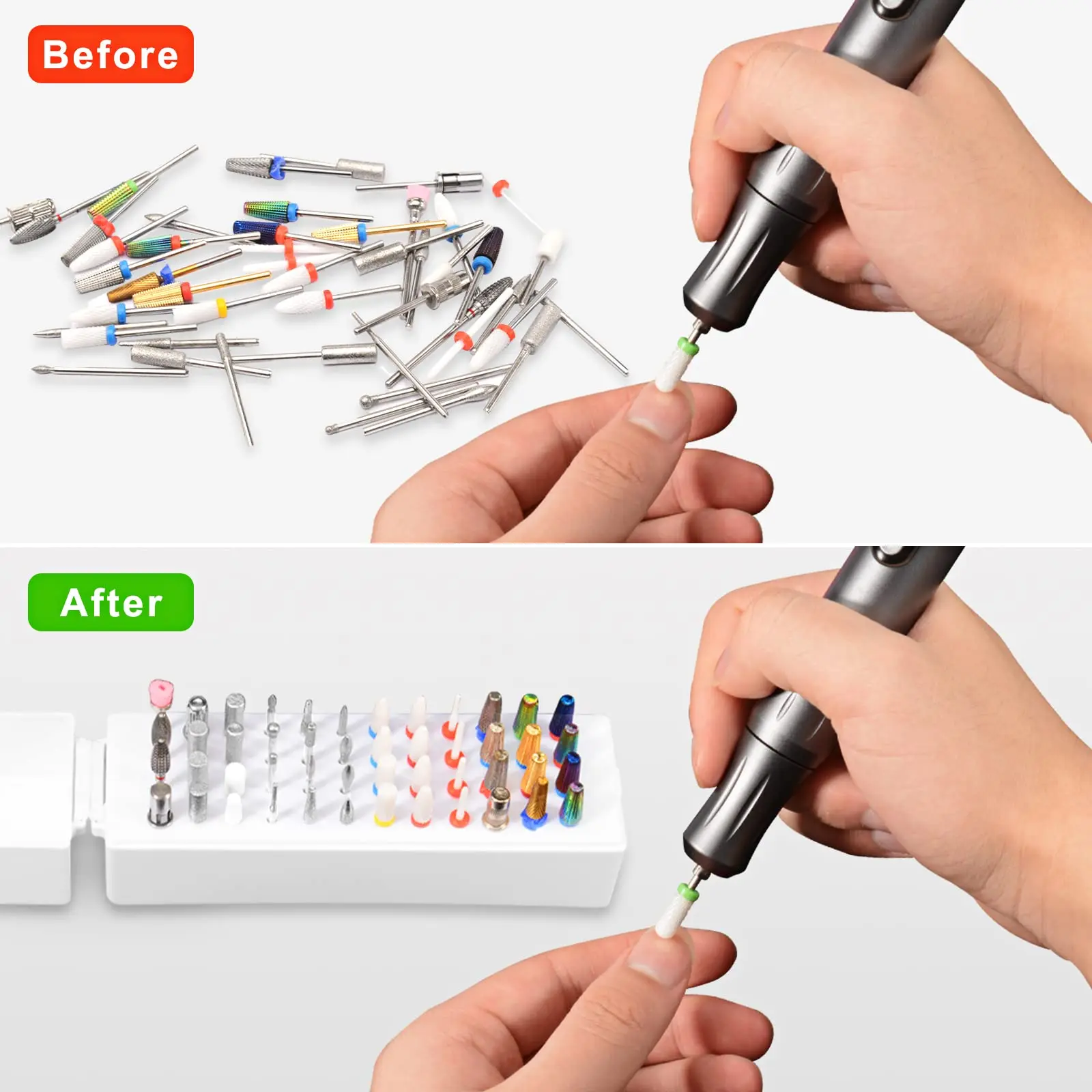 

48 Holes Nail Drill Bits Storage Box Grinding Head Holder Stand Display Container Milling Cutter Manicure Organizer