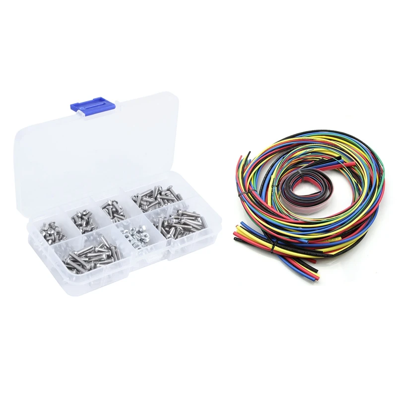 

230Pcs M3 Hex Hex Drive Screws Nuts Kit (M3) & 55M/Kit Heat Shrink Tubing 11 Sizes Tube Sleeving Wire Cable