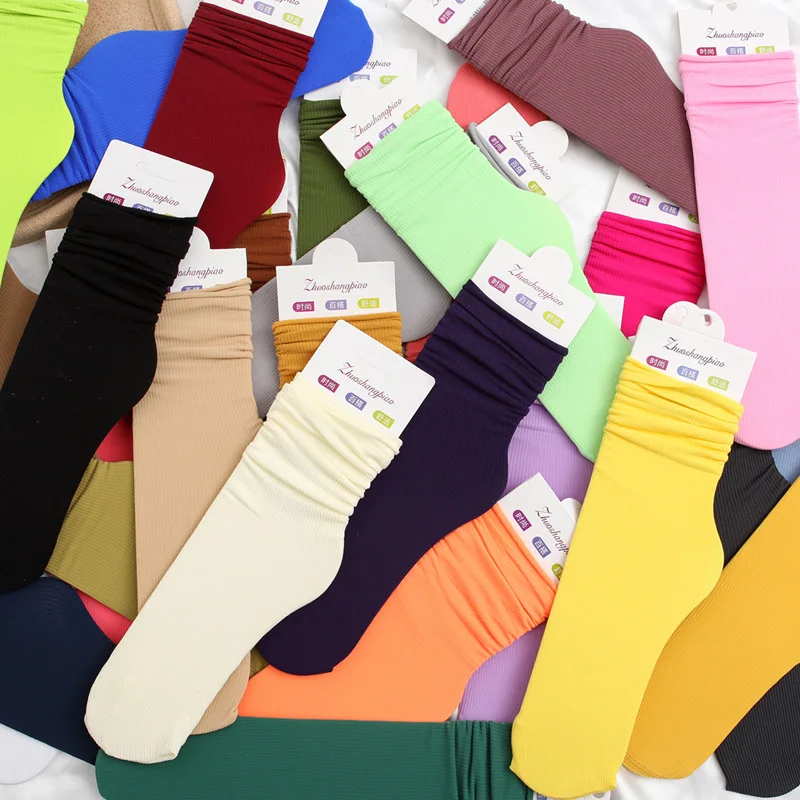 Velvet Socks Summer Thin Rolled Ice Silk Sock Summer Long Ins Fashion Tube Socks For Women Summer Socks Medias Perlas Colorful