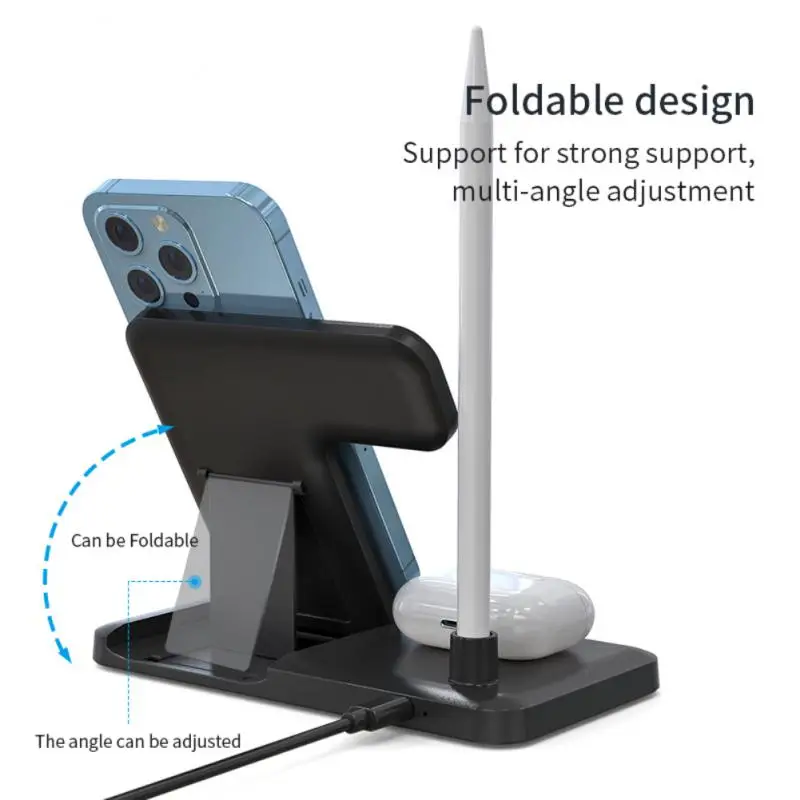

Four-in-one Phone Holder Wireless Charger 15w Smart Charger Foldable 4-chip Fast Charger