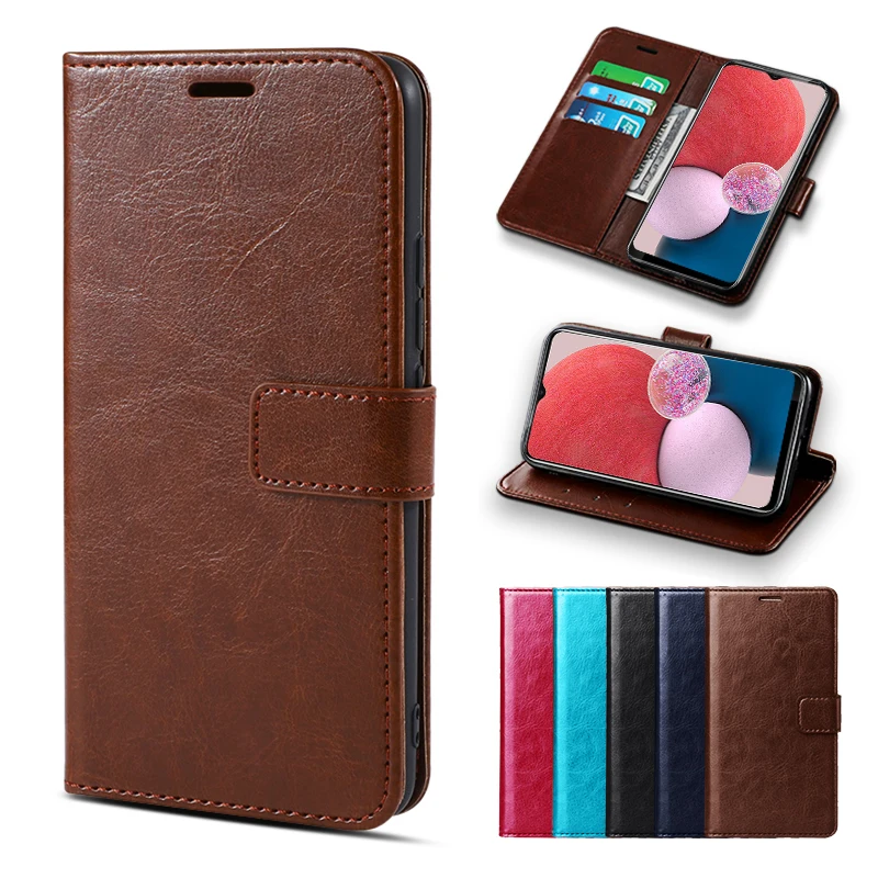 

Samsun A13 4G Case Leather Texture Feel Magnetic Flip Cover For Samsung Galaxy A13 6.6" Sumsung A13 Wallet Card Slot Shell Coque