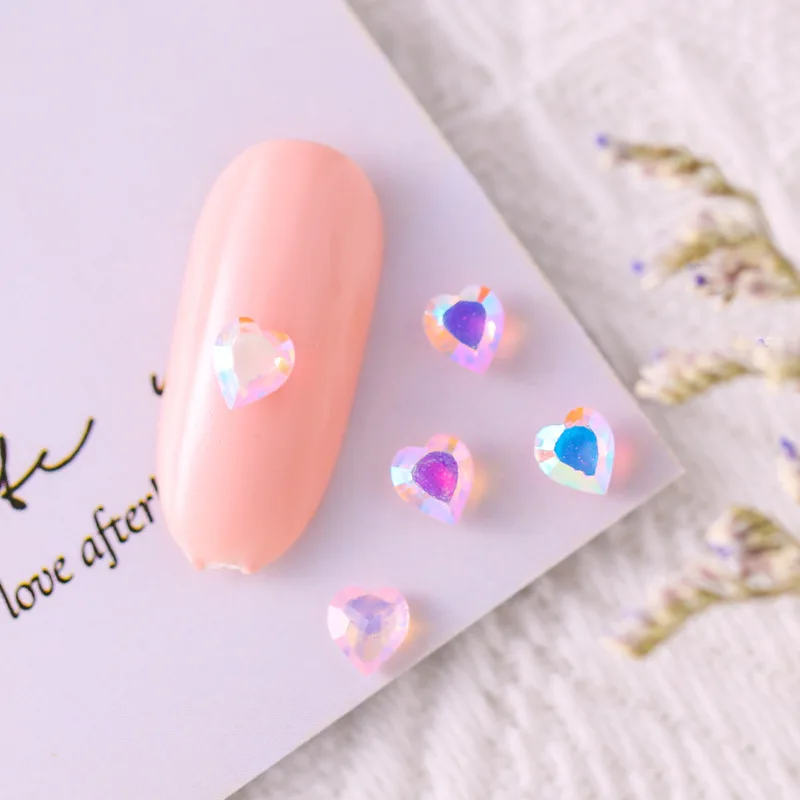 

Маленькое Персиковое сердце для дизайна ногтей камень сахар Алмаз Любовь Сердце трехмерная Смола точка нижний цвет AB волшебный цвет наклейка для ногтей