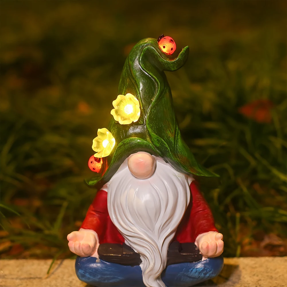 

Garden Gnome Statue Solar LED Lights Patio Lawn Ornament Waterproof Horticultural Ornament Dwarf Garden Gifts for Boys Girls