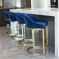 Wholesale High Quality Stainless Steel Frame Velvet Fabric Bar Stool Accent High Chair For Home Hotel Furniture