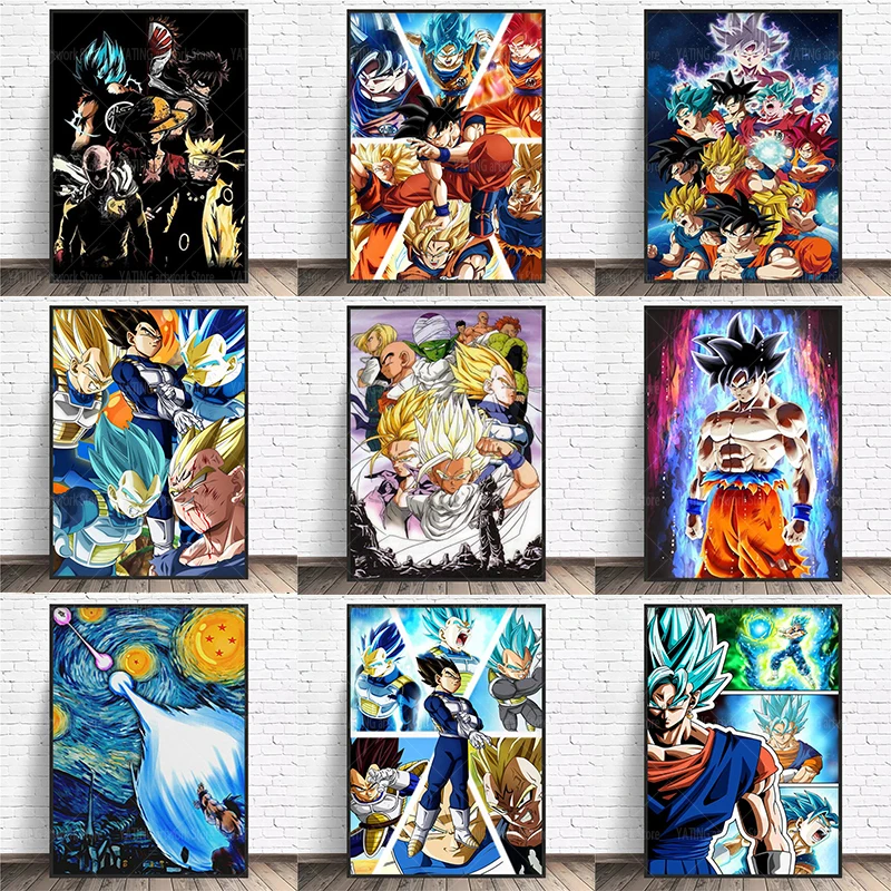 

Dragon Ball Japanese Classic Anime Poster Prints Anime Character Goku Vegeta Canvas Painting Modern Home Children's Room Decorat
