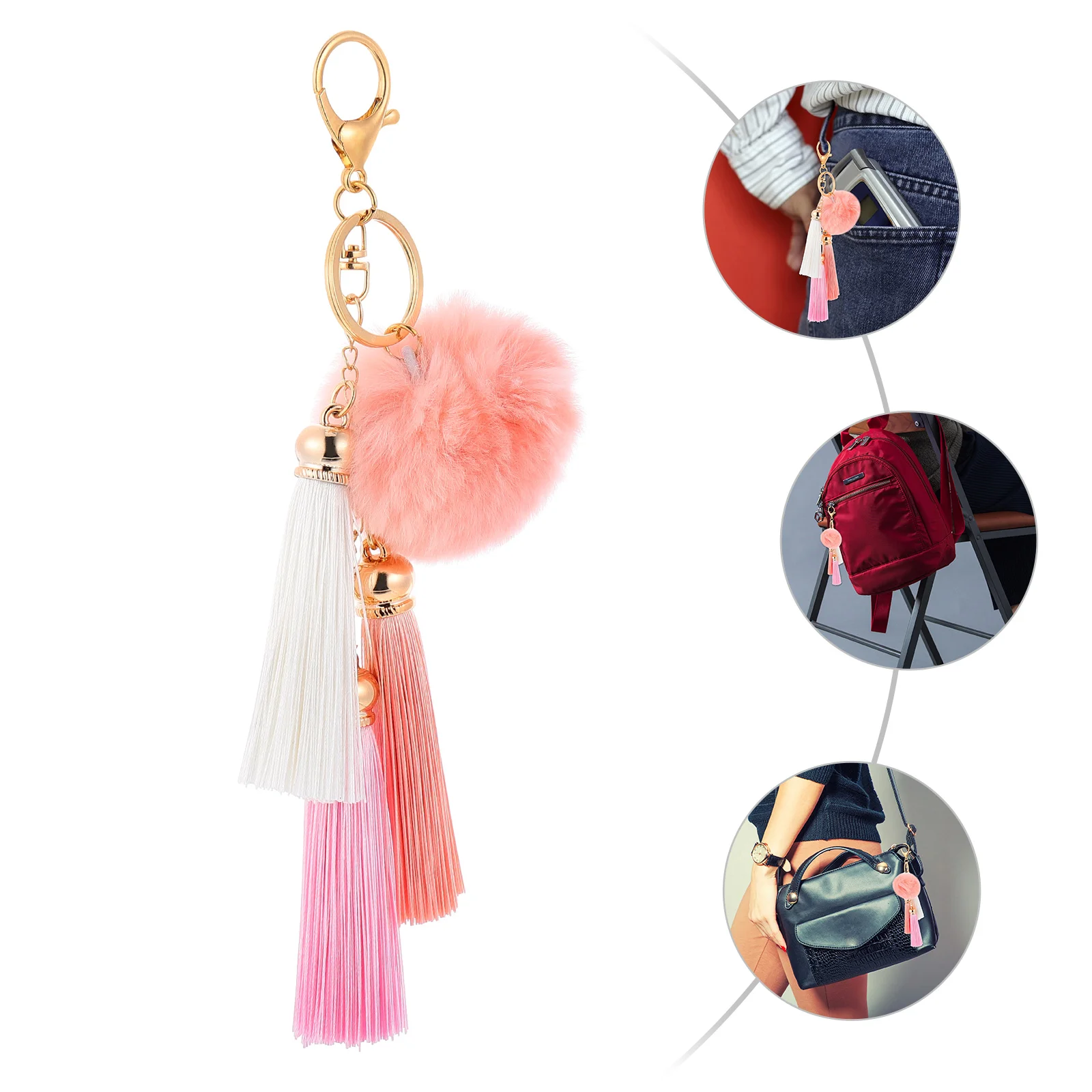 

Keychains Pombackpack Kids Keychain Cute Pompoms Plush Poms Backpackskey Chains Charms Girls Pompom