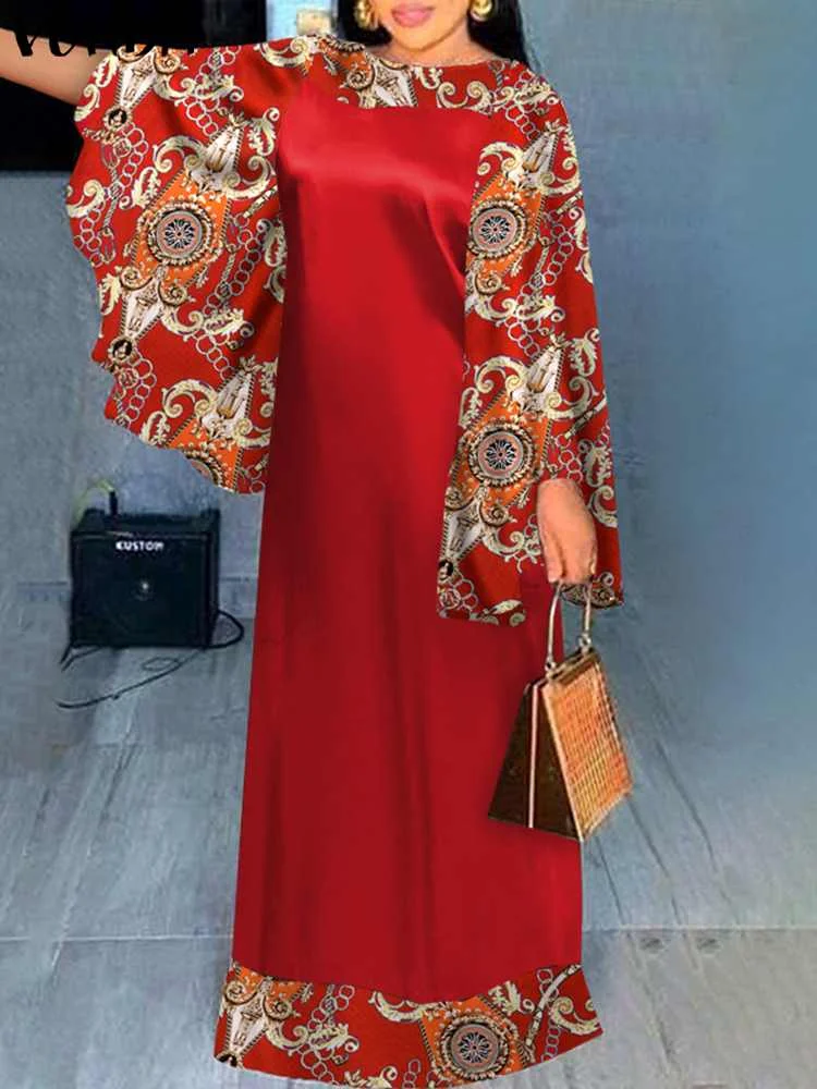 

VONDA Y2K 2022, женское винтажное платье-макси большого размера с принтом, Повседневные Вечерние халаты, длинные платья, уличный длинный сарафан, ...