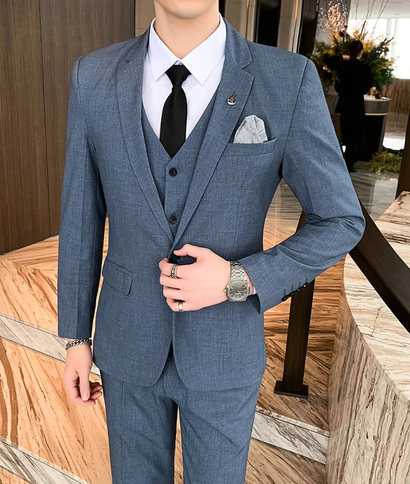 

Boutique 5XL (Blazer + Vest + Trousers) Italian Style Elegant Fashion Business Casual Gentleman Comfortable Formal 3-piece Suit