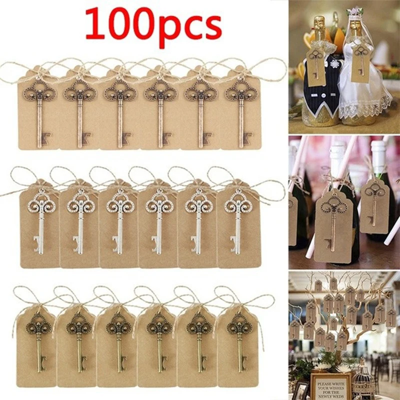 

30/50/100pcs Vintage Key Bottle Opener Beer Opener Wine Keychain Souvenir Pendant Festival Souvenir Gift Kitchen Tool Accessorie